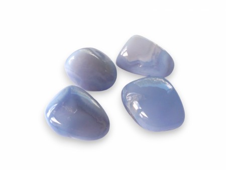 Blå kalsedon tromlet stein 2,4-3 cm